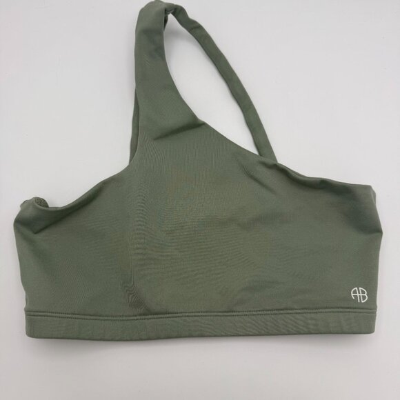 Anine Bing Sports Bra Jules Asymmetrical Design Artichoke Green XS - Picture 4 of 9